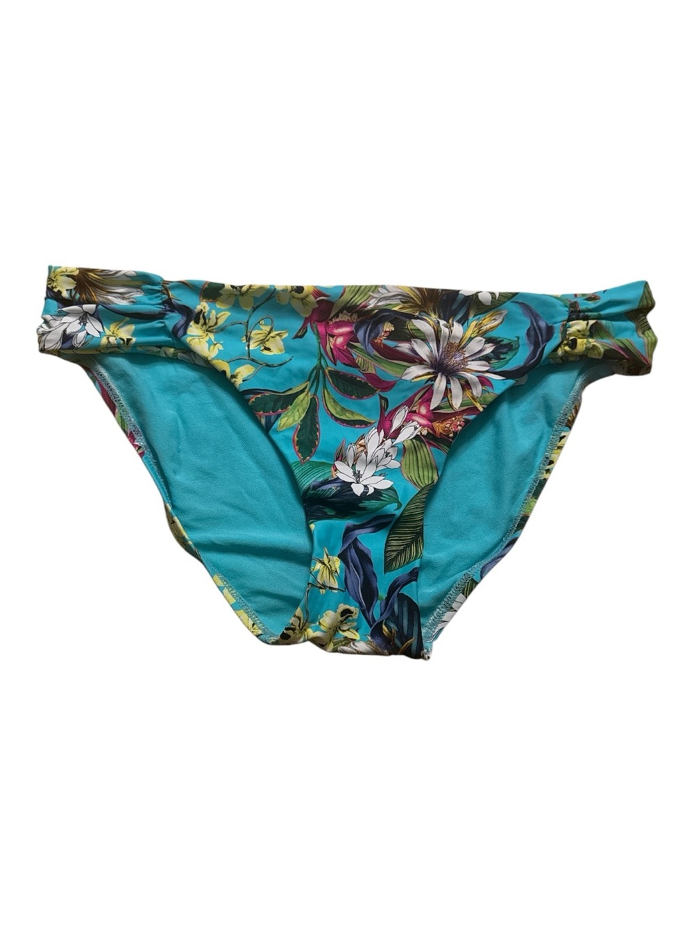 Sunsets Turquoise Tropical Floral Bikini Bottom Size Medium NWT